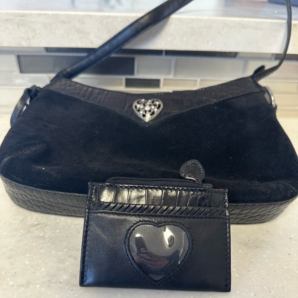 Brighton Suede and Leather Crocodile small shoulder bag and wallet
